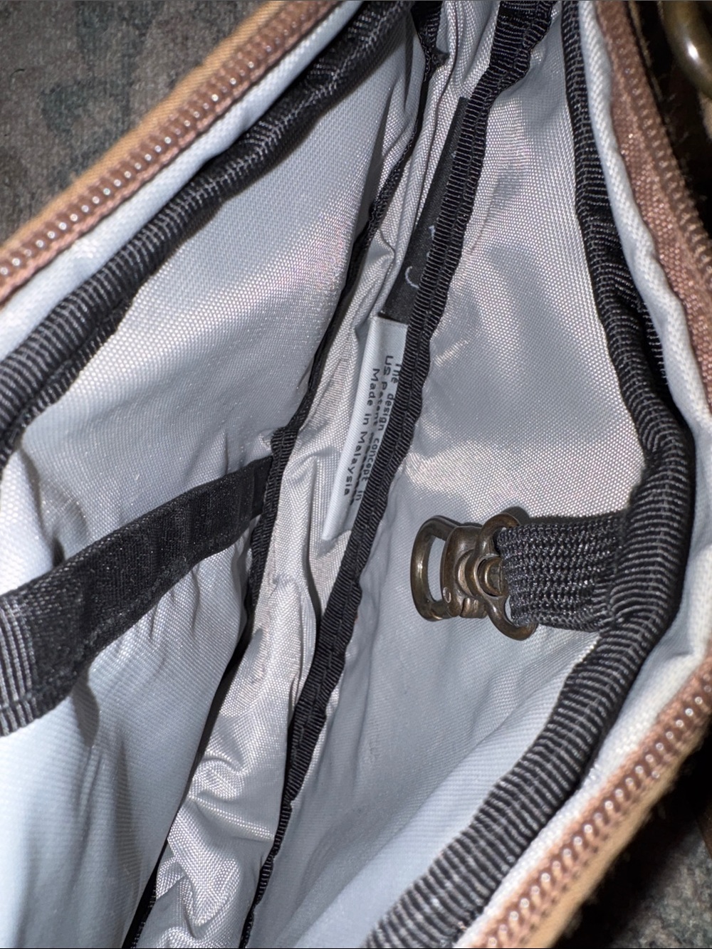 Ameribag Healthy Back Bag Brown Nylon Mini Sling Bag - Picture 3 of 5